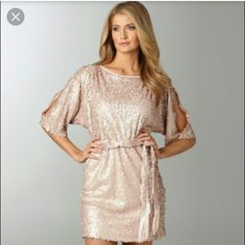 Jessica Simpson Pale Pink Sequin Prom Dress